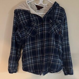 Toughduck Navy Plaid Hooded Jacket